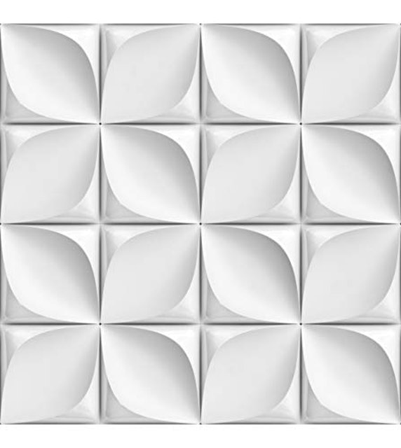  Papel de Parede 3D Branco e Cinza Flores 2