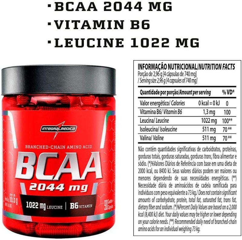 BCAA 2044 mg - 90 Cápsulas 2