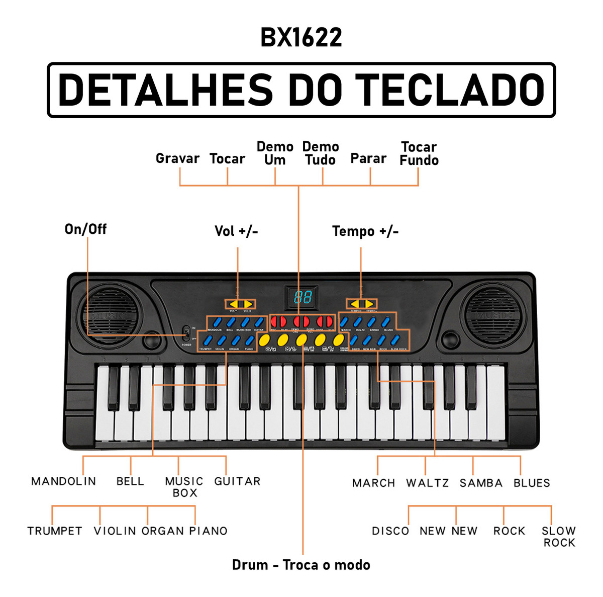 Teclado com Microfone DM Toys BX1622 5