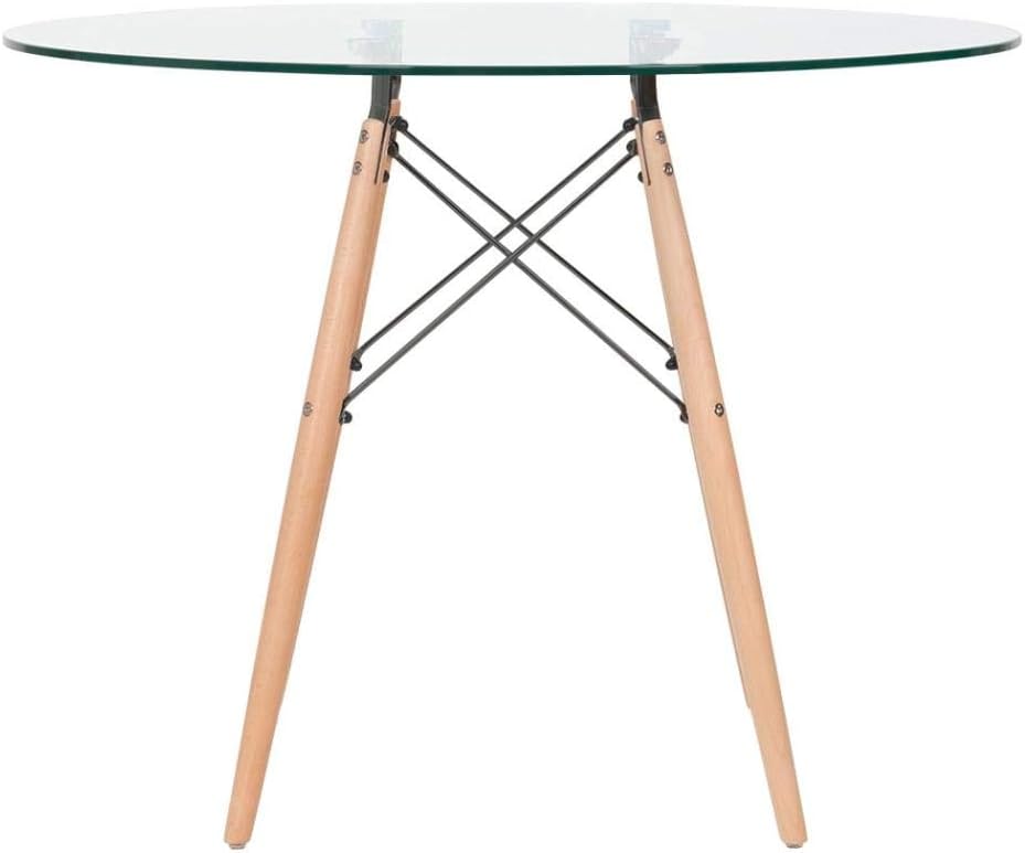 Mesa Jantar Cozinha Redonda com Tampo de Vidro Eames 100 cm + 4 Cadeiras 3