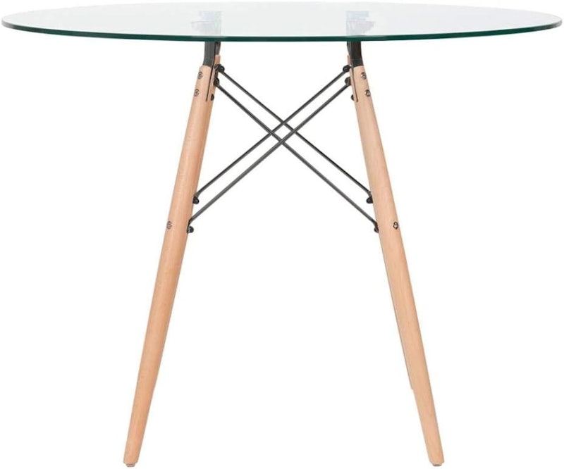 Mesa Jantar Cozinha Redonda com Tampo de Vidro Eames 100 cm + 4 Cadeiras 3