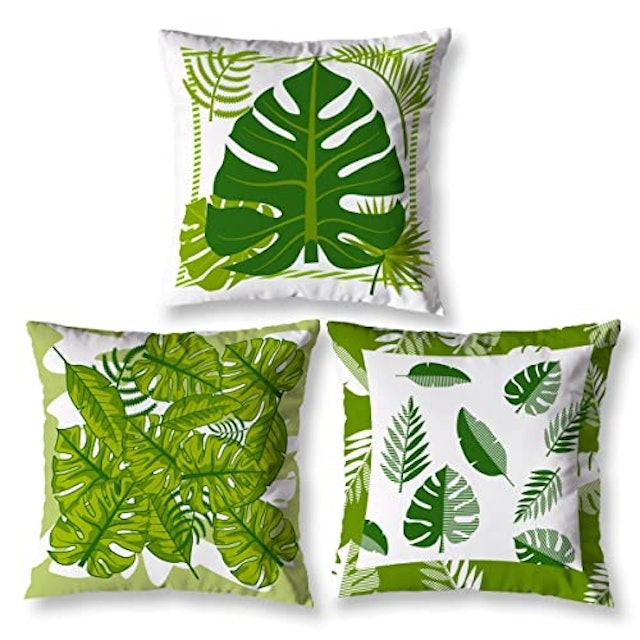 Kit 3 Almofadas Verdes Cheias Folhas 1