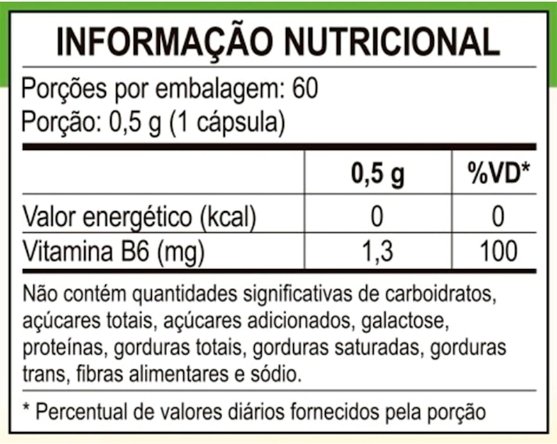 Vitamina B6 - Piridoxina em Cápsulas 500 mg 2