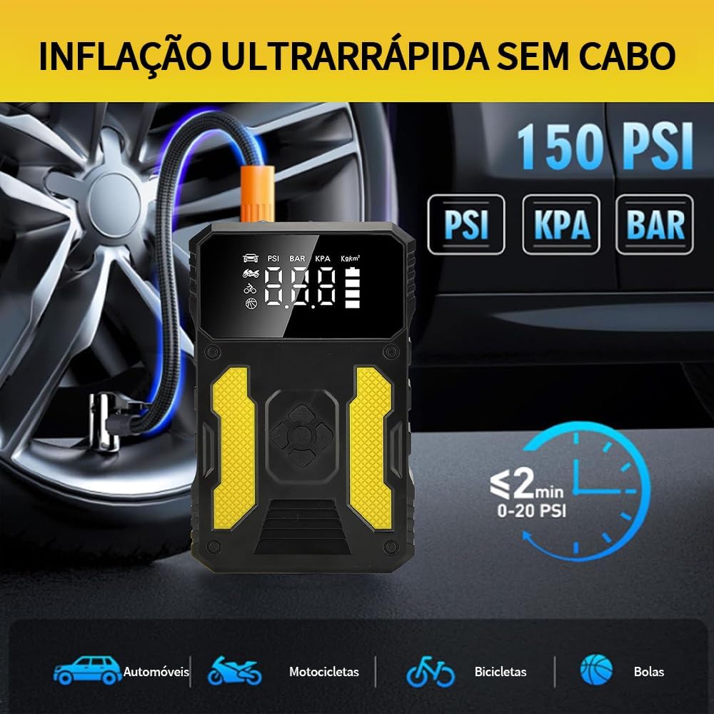 Carregador de Bateria de Carro Portátil com Compressor de Ar de 150 PSI 4