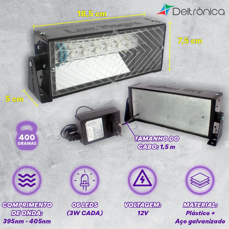 Refletor Luz Negra Profissional Lâmpada Led UV 5