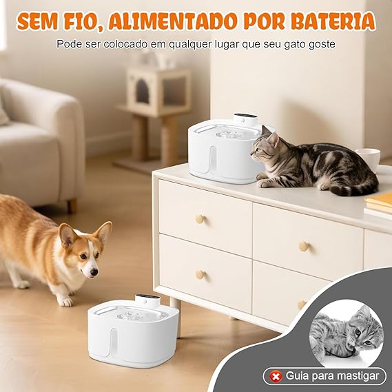 Bebedouro para Gatos Sem Fio com Sensor 3,2 L  5