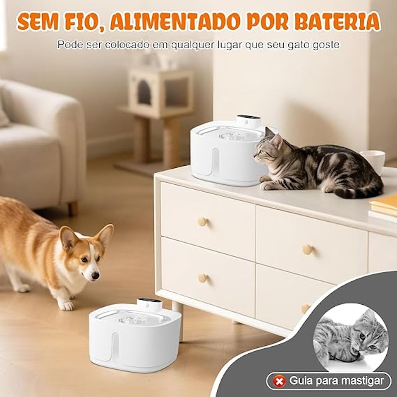 Bebedouro para Gatos Sem Fio com Sensor 3,2 L 5
