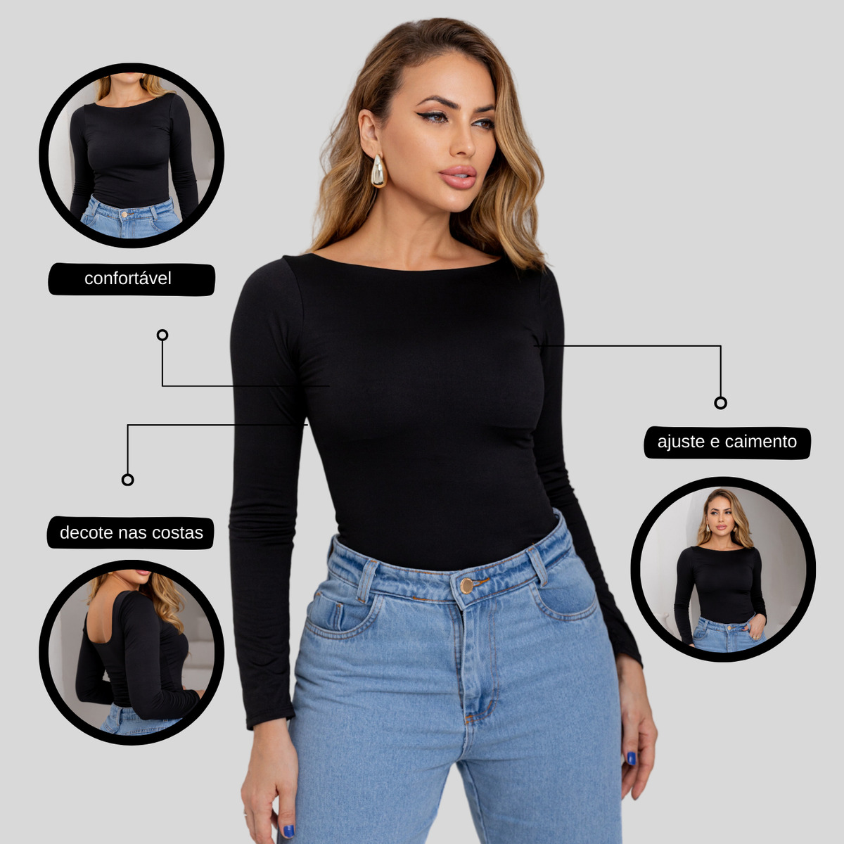 Blusa Decote Costas Suplex Manga Longa 3