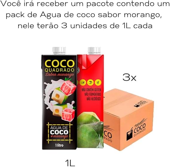 Água de Coco Sabor Morango (Pack com 3) 2
