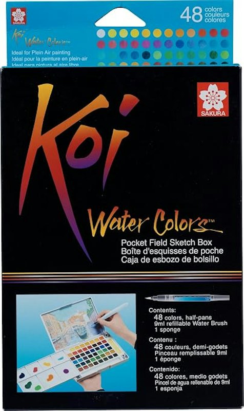 Conjunto de Aquarela Artístico Koi 48 Cores 1