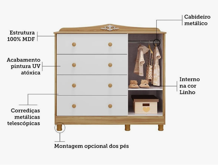 Cômoda de Bebê Maya Clássico 5