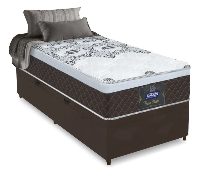 Cama Box Solteiro Colchão Molas Ensacadas com Euro In New York 3