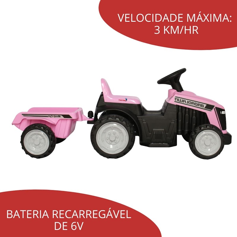 Carrinho Mini Trator Infantil Elétrico 6v com Reboque 5