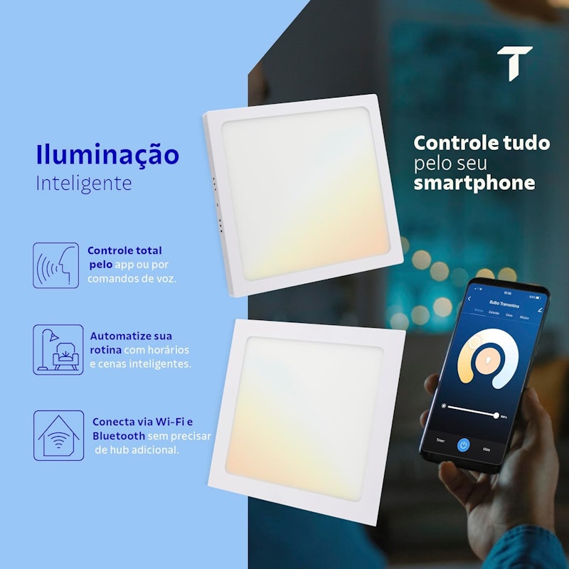 Plafon Quadrado de Sobrepor Tramontina Smart Led 1440 lm 18 W 3
