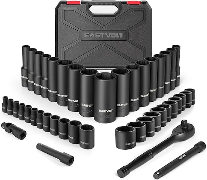 Kit de Soquetes 46 Peças com Catraca Reversível Métrico/SAE 1