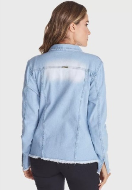 Jaqueta Jeans Desfiada Delavê Azul 3