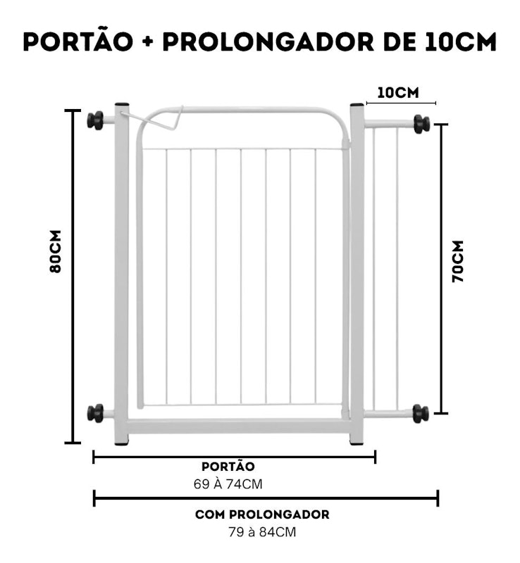 Portão para Cachorro e Crianças de 80 cm com Prolongador 2