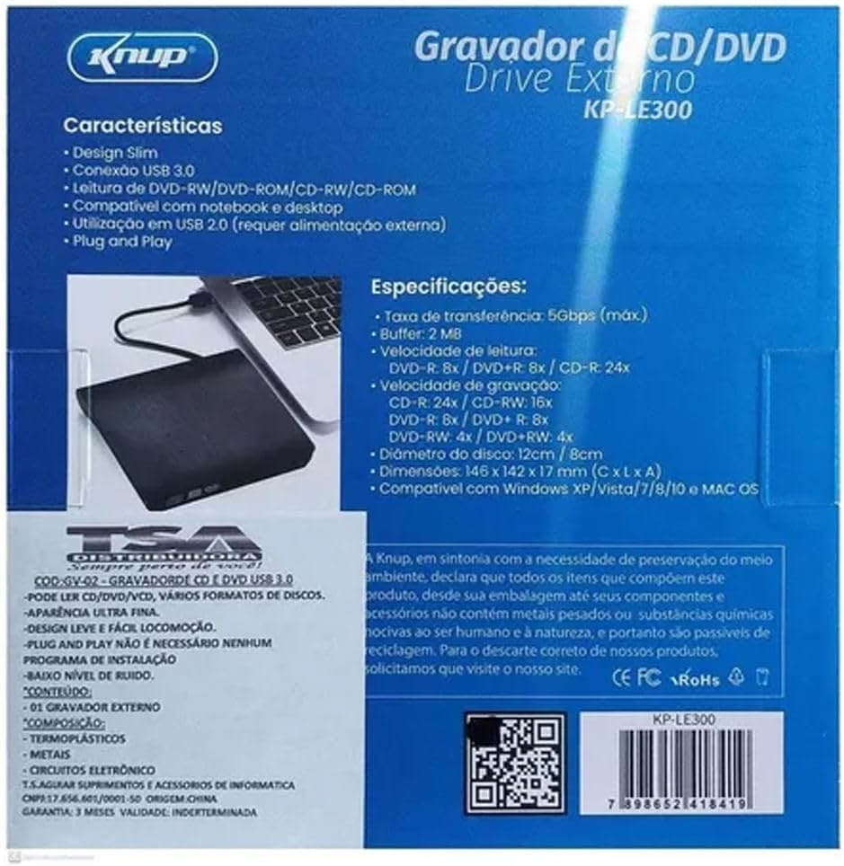 Gravador CD/DVD Knup LE300 3
