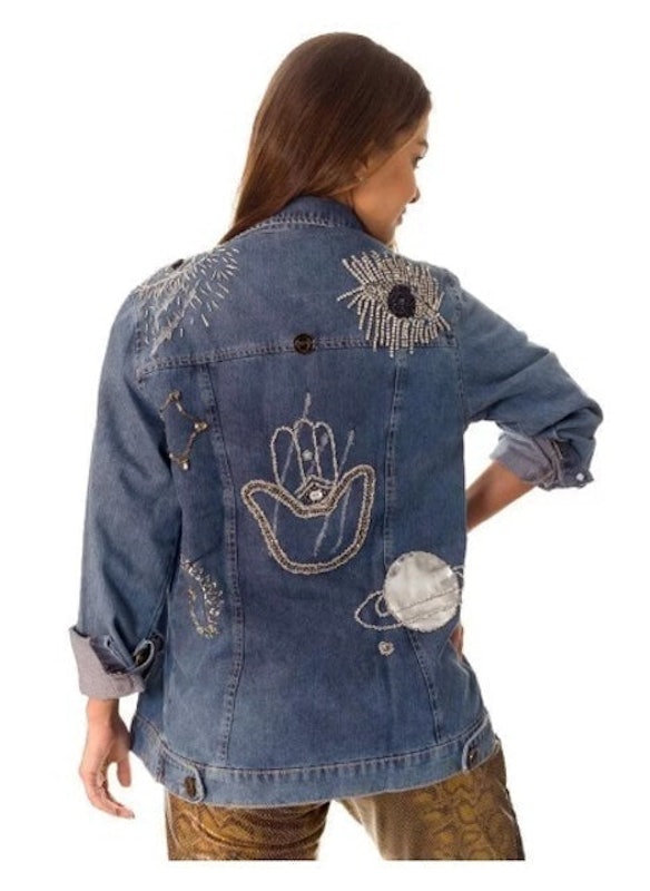 Jaqueta Jeans Max Bordada 1