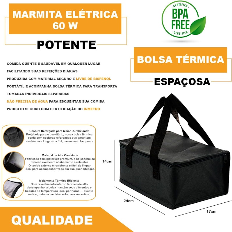 Marmita Elétrica 60 W com Bolsa Térmica 3