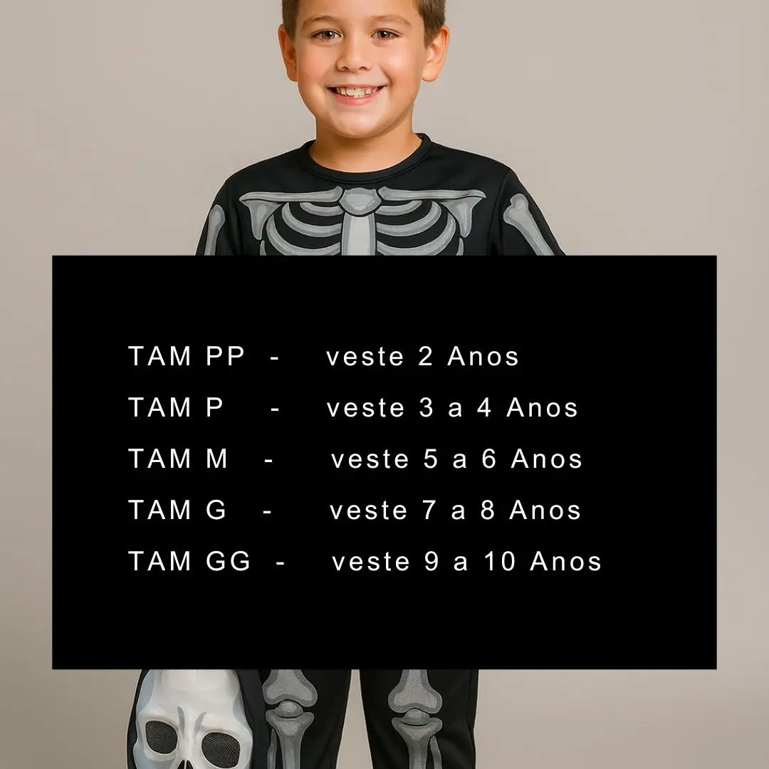 Fantasia Infantil Esqueleto Caveira 5