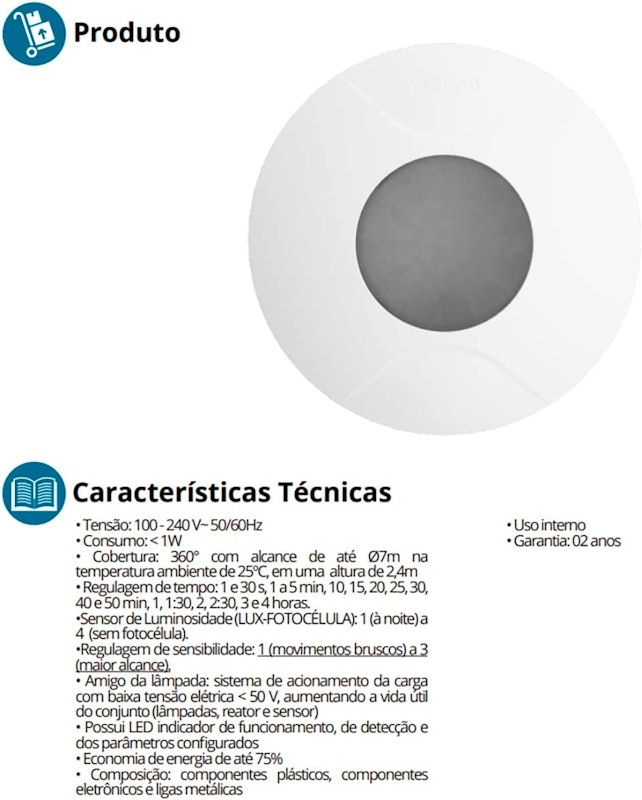 Sensor de Presença de Teto Smart X-Control 4