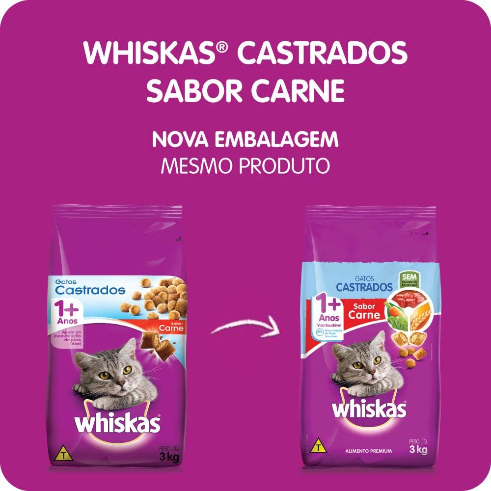 Ração Seca para Gatos Adultos Castrados Carne 3