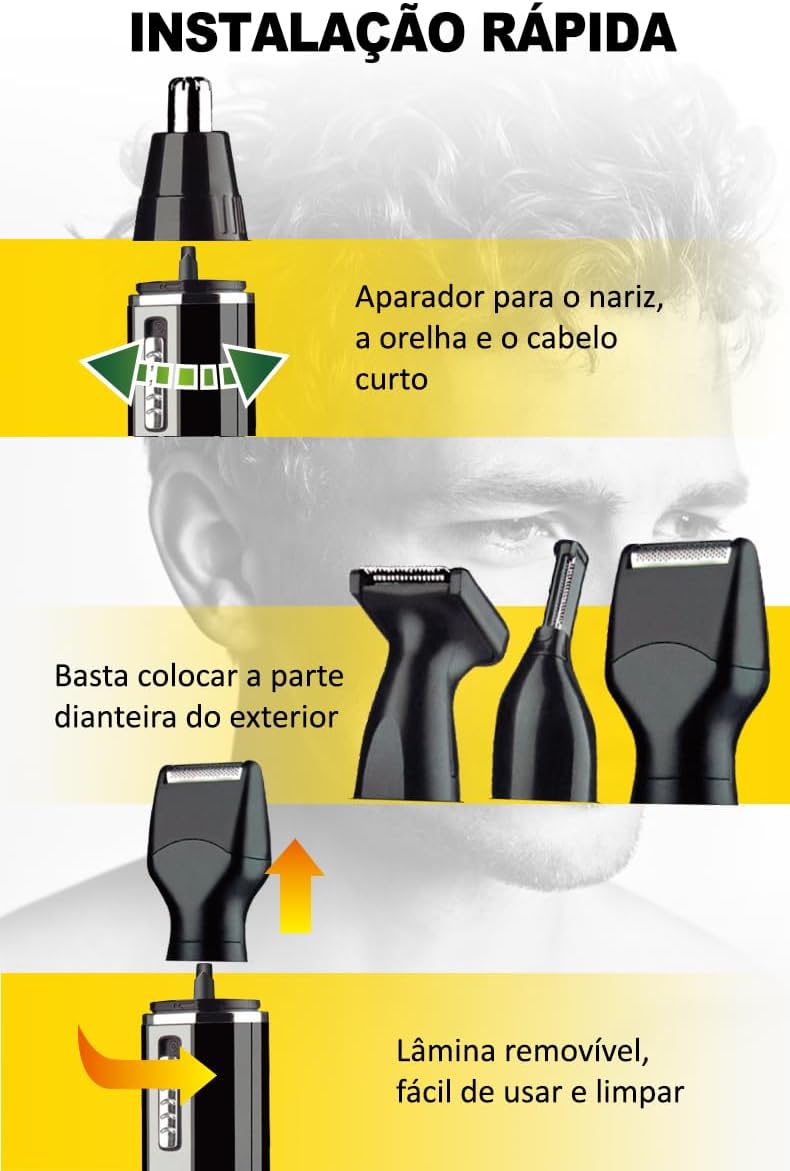 Aparador de Pelos Multifuncional 4 em 1 sem Fio Bivolt B-MAX BM-C039 4