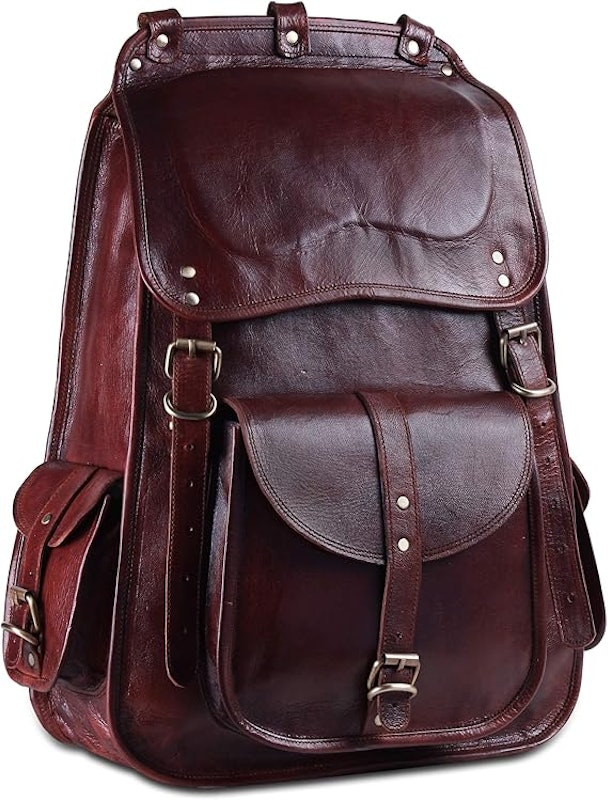 Mochila Vintage de Couro de Flor Integral 1