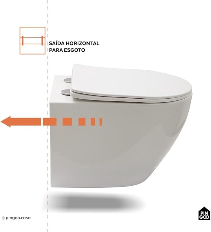 Vaso Sanitário Suspenso Saída Horizontal Hematita Branco 4