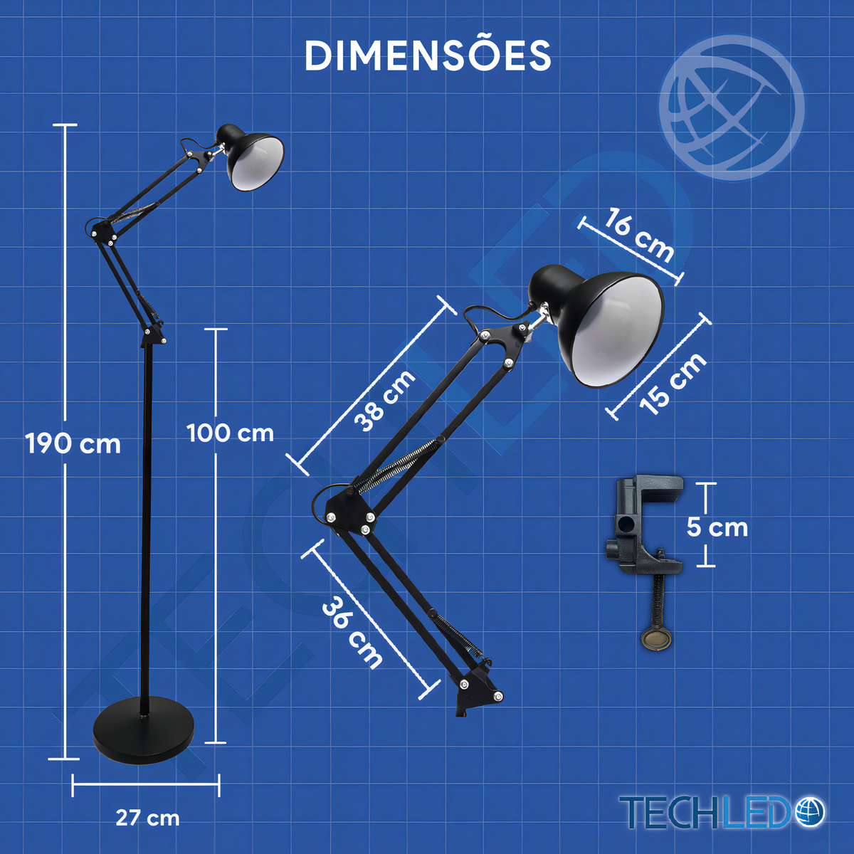 Luminária de Chão para Sala Techled 5