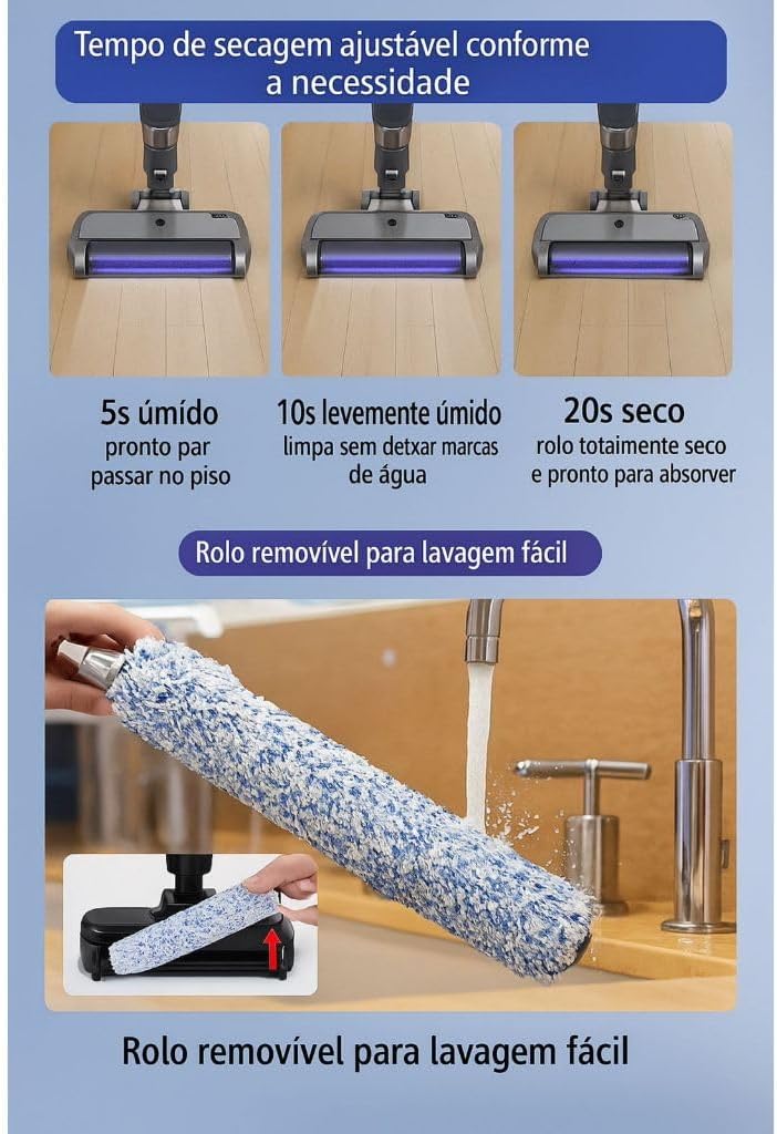 Esfregão Elétrico Vertical 3 em 1 sem Fio com Luz UV 4