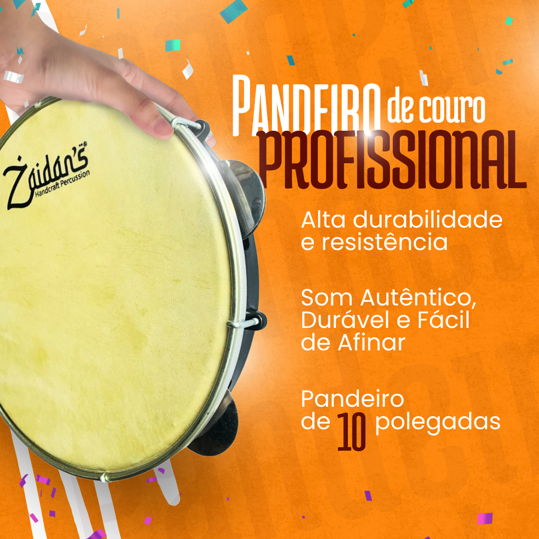 Pandeiro 10" Pele de Couro Caprino 4