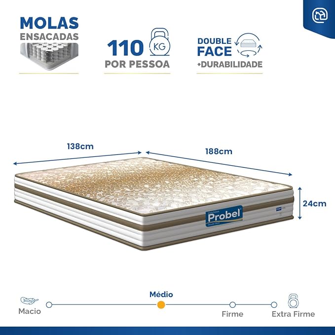 Colchão de Molas Ensacadas Double Face Pillow Euro Alfa 2