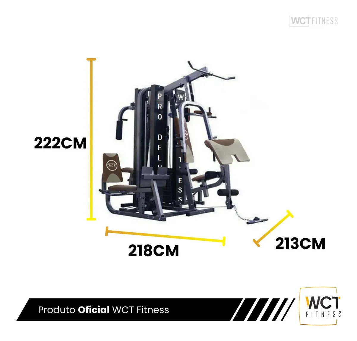 Multi Estação Pro Deluxe 184 kg Anilhas Academia Completa WCT Fitness 3