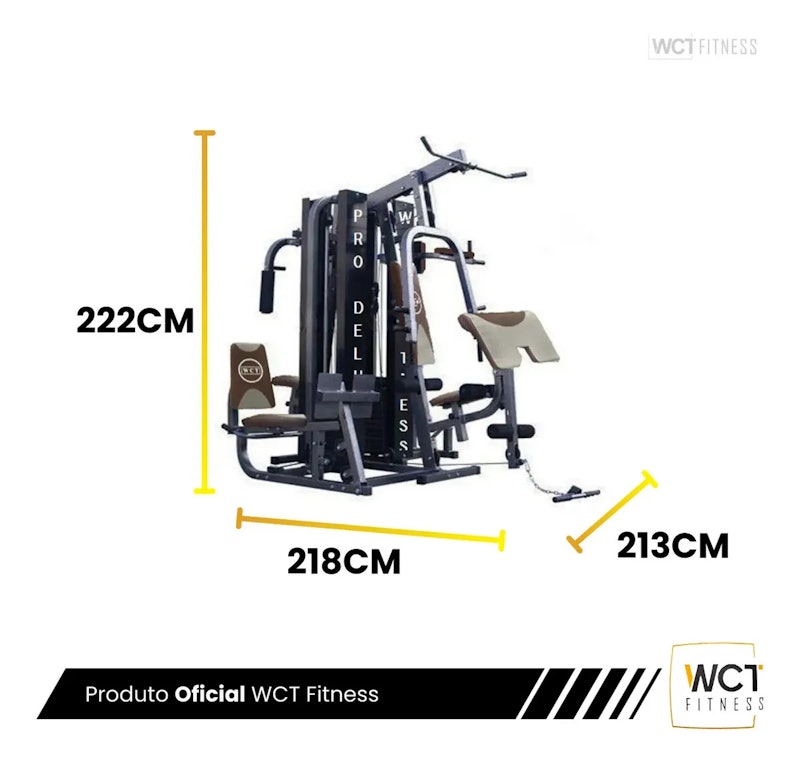 Multi Estação Pro Deluxe 184 kg Anilhas Academia Completa WCT Fitness 3