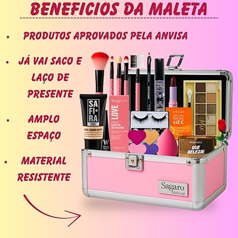 Maleta de Maquiagem Completa Sagaro Store Pele Morena 5