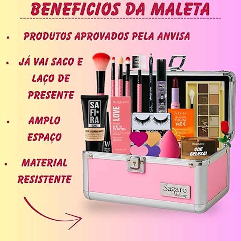 Maleta de Maquiagem Completa Sagaro Store Pele Morena 5