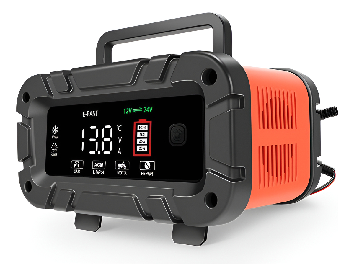 Carregador de Bateria 12 V e 24 V para Carro, Moto, Caminhão - Bivolt Inteligente Lúmu 1