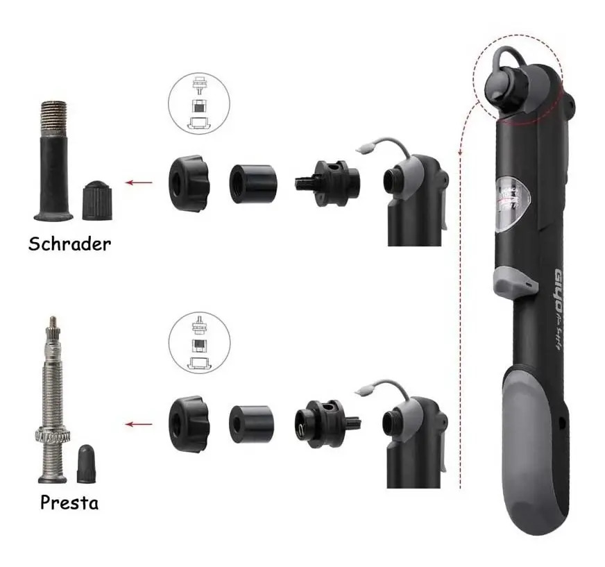 Bomba de Ar Portátil Mini Pump Giyo Gp41s com Manômetro 4