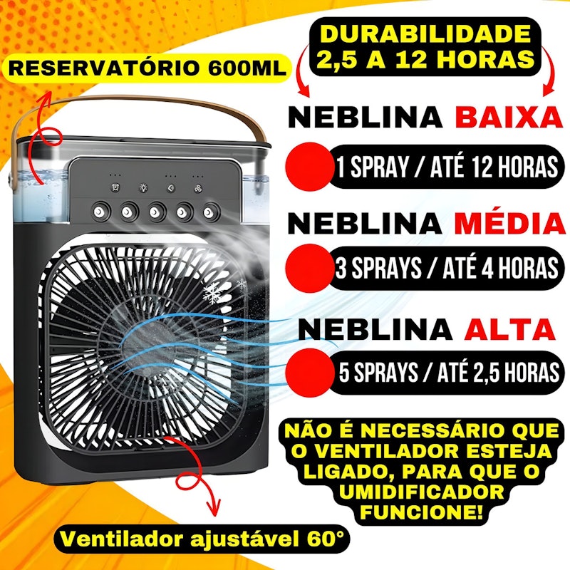 Ventilador Portátil de Mesa Mini Ar Condicionado 3