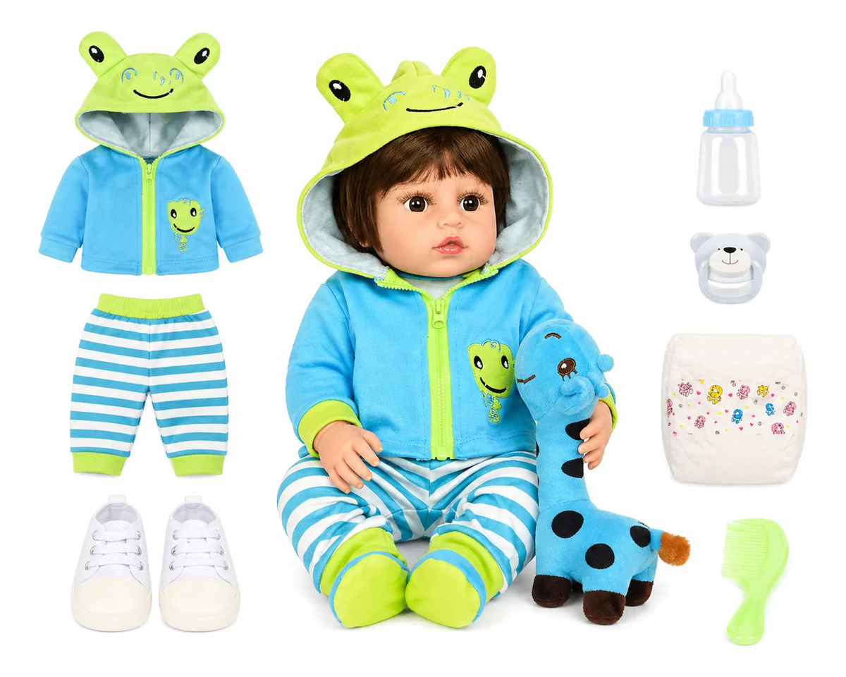 Bebê Reborn Boneca Menino Girafa de Silicone 1