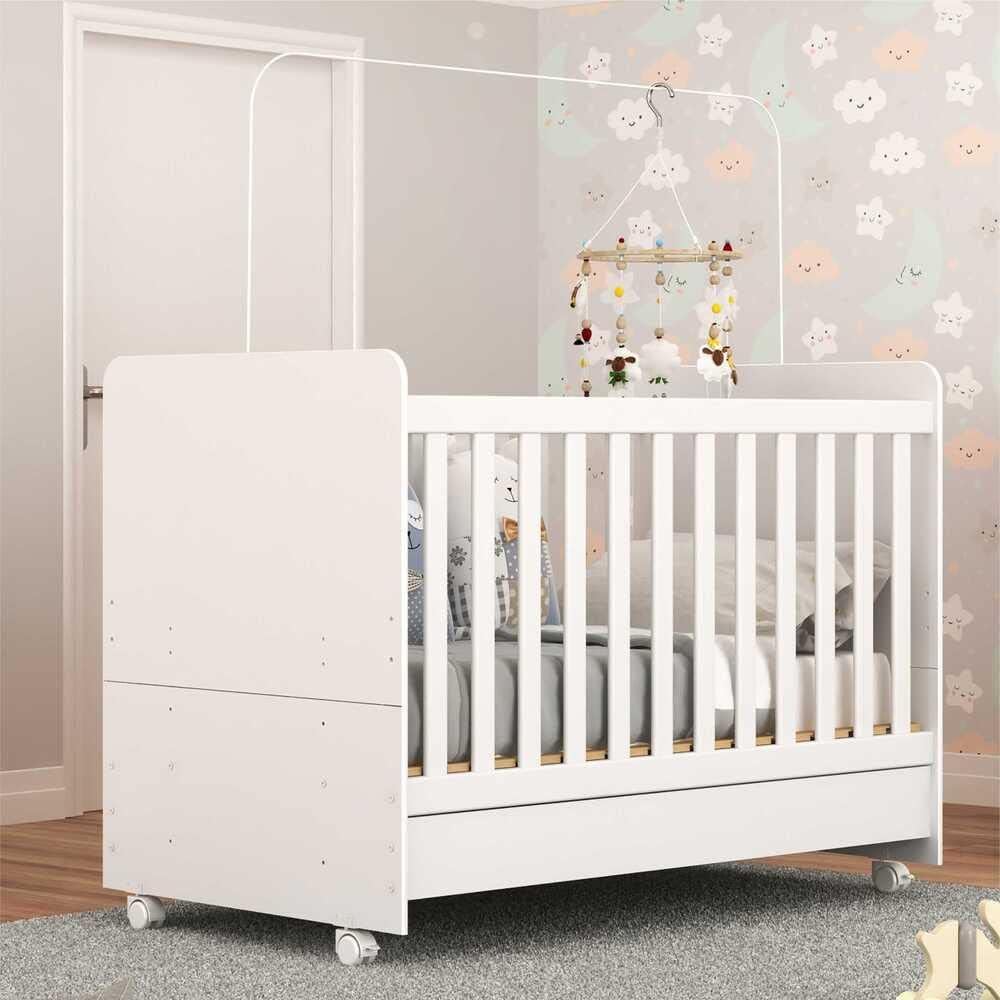 Berço Americano 3 em 1 com Colchão Incluso e Rodízios Bambino 2
