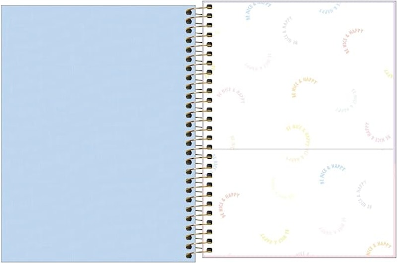 Caderno Espiral Capa Plástica Colegial 1 Matéria Happy Azul 3