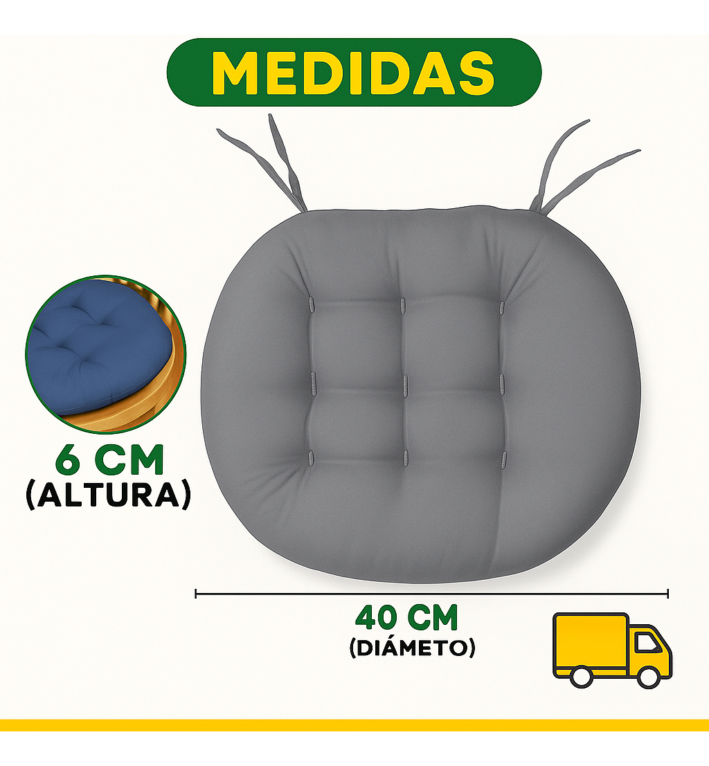 Kit 2 Almofadas Assento Cadeira Futton 3