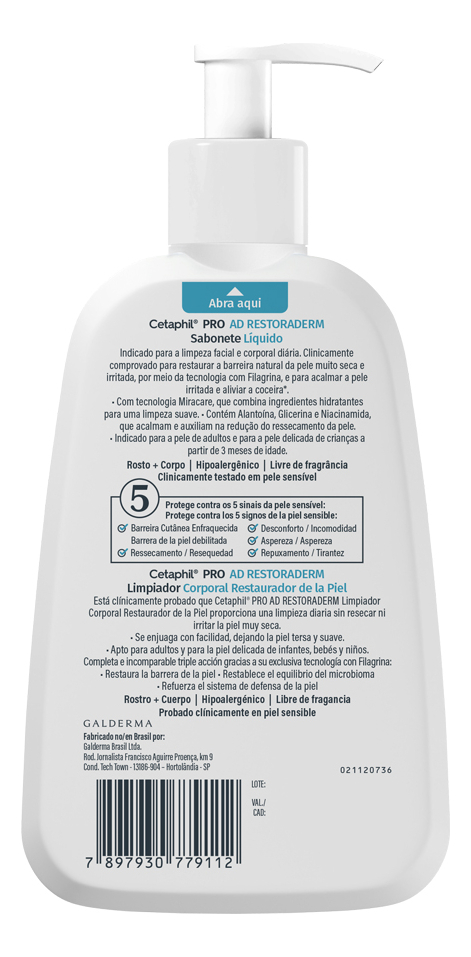 Sabonete Líquido PRO AD Restoraderm 2