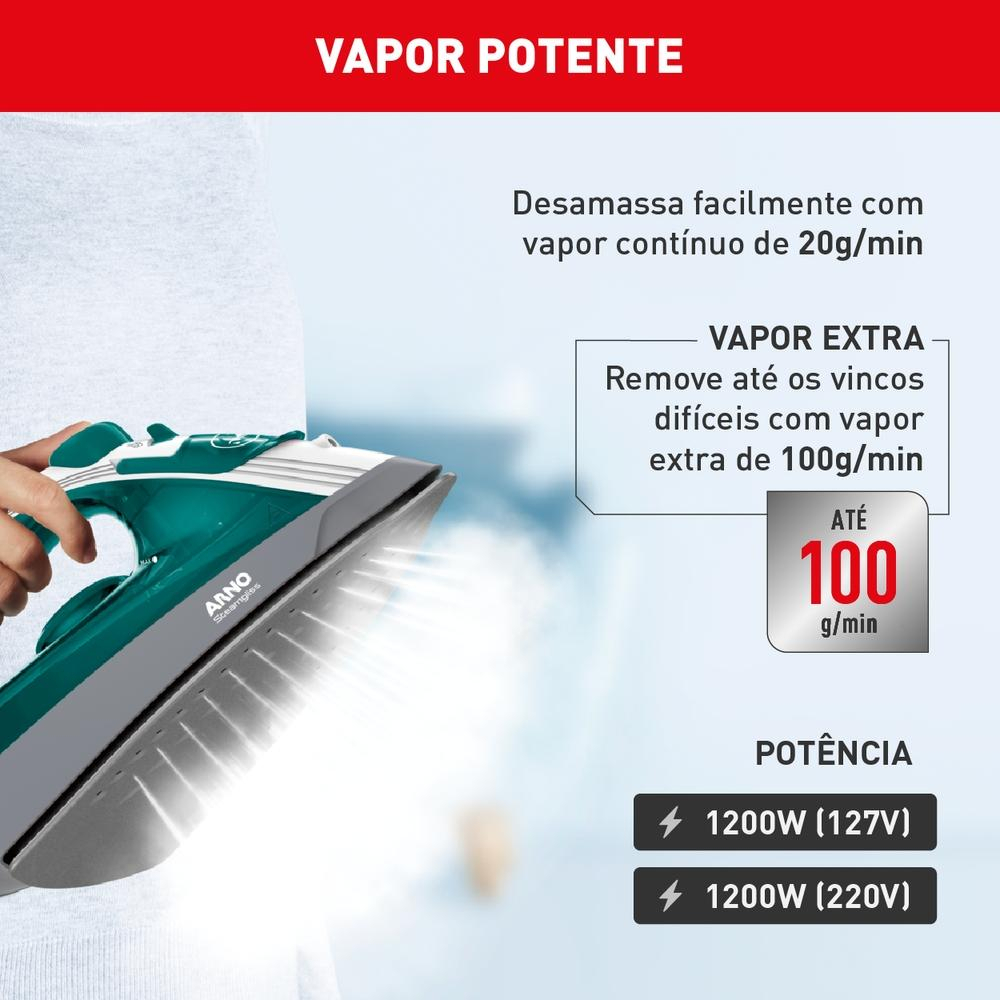 Ferro a Vapor Elétrico Arno Steamgliss Base Antiaderente e Ponta de Precisão FSGP 5
