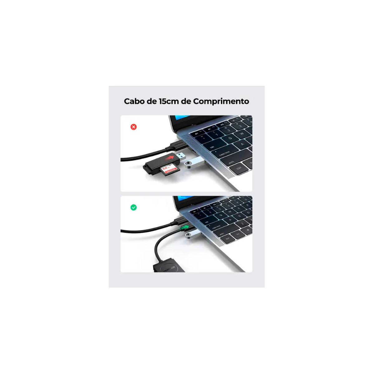 Adaptador Ugreen Cr127 Usb 3.0 p Micro SD e SD 3