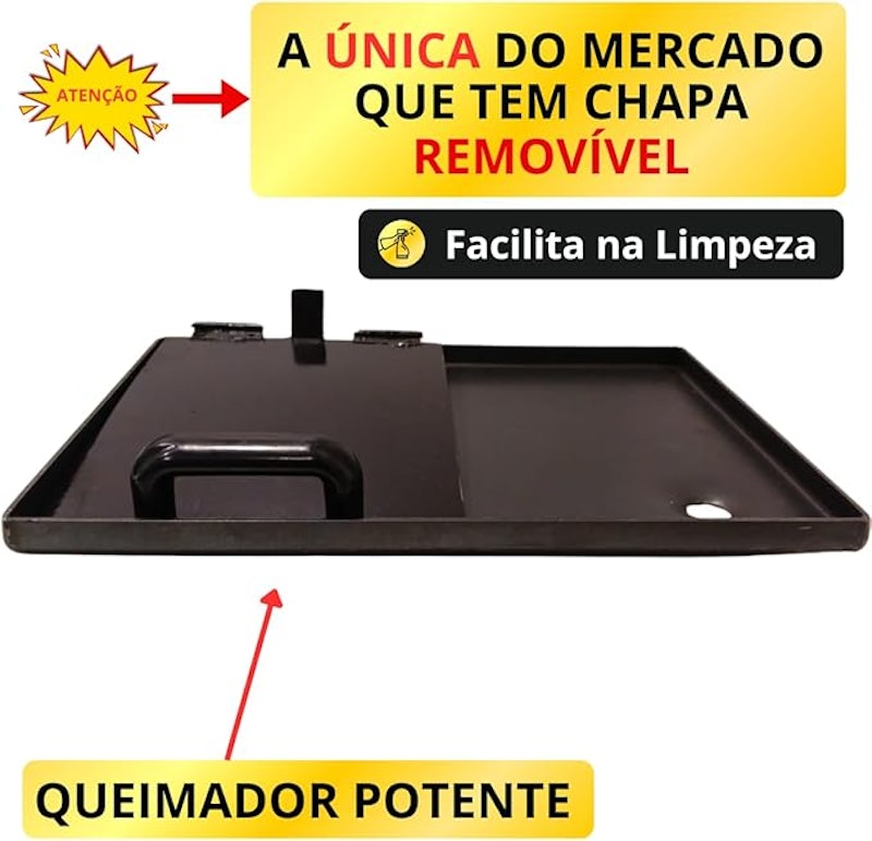 Chapa de Lanche a Gás Profissional com Prensa de Ferro Fundido 4