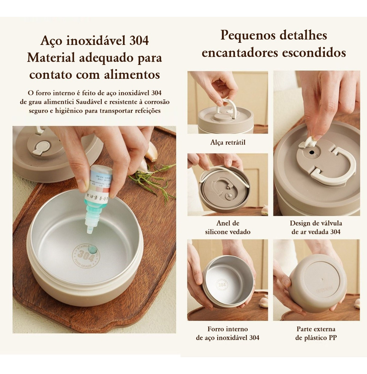 Marmita Térmica Redonda com Alça 600 ml 4